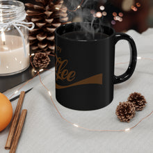 Load image into Gallery viewer, Black Coffee Mug | Enjoy Coffee (Brown Print)