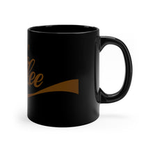 Load image into Gallery viewer, Black Coffee Mug | Enjoy Coffee (Brown Print)