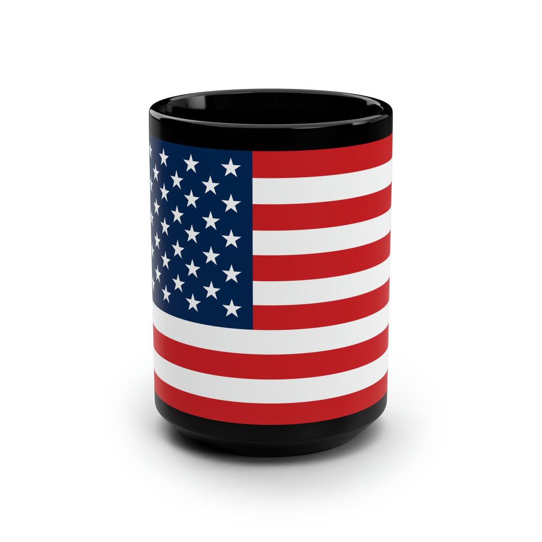 Black Coffee Mug | American Flag (15 oz)